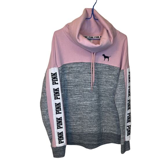 Victoria's Secret Tops - Victorias Secret PINK Cowl Neck Hoodie in Pink  and Heather Gray Size XS 2017